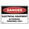 LABEL, DANGER, 150 x 100mm VYL ELECTRICAL EQUIPMENT [10]
