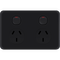 Unison Edgy Powerpoint Double with removable 10AX extra switch Horizontal 10A, 250V a.c., Matte Bla