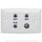 OUTLET, WALLPLATE, 3 X F FEMALE 3 GHz + EARTH, FOXTEL LOGO & FTA