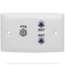 OUTLET TRIPLE WALLPLATE, PAL FEMALE TO F FEMALE & 2x F FEMALE TO 2x F FEMALE, 3 GHZ, FOXTEL LOGO