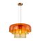 PENDANT ES 40W DOME Orange Glass x3 w/Brass Highlight OD420mm