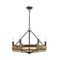 PENDANT SESx6 Small OD662mm Candelabra Medium Oak Wood & Satin Brass Hardware