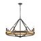 PENDANT SESx8 Medium OD862mm Candelabra Medium Oak Wood & Satin Brass Hardware