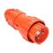 NHP ISO Plug - Straight, 4 Round Pins, 32A 500V AC, Resistant Orange