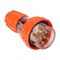 NHP ISO Plug - Straight, 5 Round Pins, 20A 500V AC, Electric Orange
