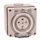 NHP ISO Socket Outlet, 5 Round Pins 10A 500V AC, w/ Base, Grey