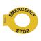 Allen-Bradley 800F Legend Plate 60mm Round Emergency Stop 22.5mm Yellow with Black Text