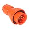 NHP ISO Plug - Straight, 5 Round Pins, 10A 500V AC, Resistant Orange