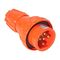 NHP ISO Plug - Straight, 5 Round Pins, 20A 500V AC, Resistant Orange