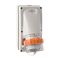 NHP ISO Appliance Inlet, 3 Round Pins 20A 250V AC, with Base 38mm, Grey