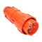 NHP ISO Plug - Straight, 5 Round Pins, 40A 500V AC, Resistant Orange