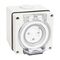 NHP ISO Socket Outlet, 3 Round Pins 20A 250V AC, w/ Base, Grey
