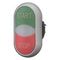 Double Actuator Pushbutton | Momentary Action | Green & Red Indicators | Titanium Bezel by Eaton