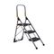 Industrial 3 Step Steel Ladder | 120kg Load Capacity | Compact Folding Design & Transport Wheels | by Gorilla Hartman