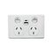 AVOL Power Point 2 Gang Double Pole | 250VAC 10A | White | Horizontal | USB Type A/C Charger