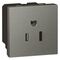 Arteor™ - Socket - US - 15 A / 127 V - 2P+E - 2 modules - Magnesium