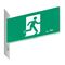 Legrand E3 LED Exit Sign Diffuser with Stainless Steel Wall Plate on the Left - Running Man Straight Double Sided