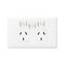 HPM Linea Horizontal Double Power Point with Extra Switch White