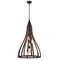 KHALEESI: Medieval Style Rustic Oak Dark Red Wood Large Bell Pendants Light
