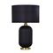 LUSSO: Interior Black Drum Shade Ceramic Base with Antique Brass Highlight Table Lamps