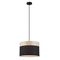 TAMBURA: Scandinavian Medium Drum Cloth Shade with Wood Veneer Trim Pendant Lights
