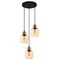 CHAMPAN: Interior Bronze Amber / Smokey Black Glass Ellipse Multiple Round Base Pendant Lights