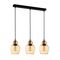 CHAMPAN: Interior Bronze Amber / Smokey Black Glass Ellipse Multiple Bar Base Pendant Lights
