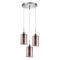 ESPEJO2: Interior Iron & Rose Gold Oblong Glass with Line Effect Pendant Lights