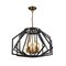 GAMBA: Industrial Black Rustic Wide Angular Cage Pendant Light