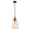 JEREZ: Modern Bronze Amber / Smokey Black Ellipse Glass Flat Top Pendant Lights