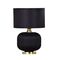 LUSSO: Interior Black Drum Shade Ceramic Base with Antique Brass Highlight Table Lamps