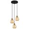 TULIP: Interior Bronze Amber / Smokey Black Wine Glass Ribbed Multiple Round Base Pendant Lights