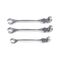 Metric Double End Flare Nut Wrench Set | 3 Pieces | 15° Offset & 230° Swiveling Joint | Matt Chrome-Plated | by Wurth