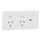 Double Switch Power Point with USB C Charger | Polished White Ceramic | 10A Rated | Horizontal Mount | @Each of 5 | by Clipsal