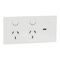 Double Switch Power Point with USB C Charger | 10A | Horizontal Mount | Polished White Ceramic | @Each of 1 | by Clipsal