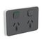 Horizontal Twin Socket Switch 10A 250V | Durable Polycarbonate | Easy to Clean | @Pack of 1 | by GAF