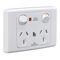 Combination 2G Double Power Point | Extra Switch | Modern Slimline Design | White Electric Finish | @Pack of 1 | by Clipsal