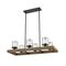 Pendant 6 Light ES Chestnut Wood Rectangular 1035mm CLA Lighting