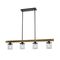 Pendant 4 Light ES Chestnut Wood Clear Glass 1280mm CLA Lighting