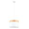 Pendant ES White Cloth Round Wood Trim Medium 300mm CLA Lighting
