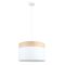 Pendant ES White Cloth Round Wood Trim Large 400mm CLA Lighting